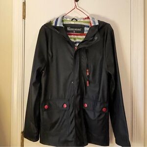 Urban Republic Boys’ Black Rain Jacket w/Hood, Pockets, Zipper & Snap Closure